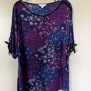 Blue and Purple Cold Shoulder Shirt